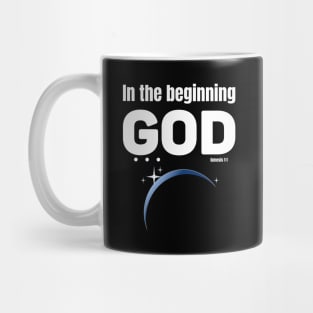 In the beginning GOD . . . with space view of earth Mug